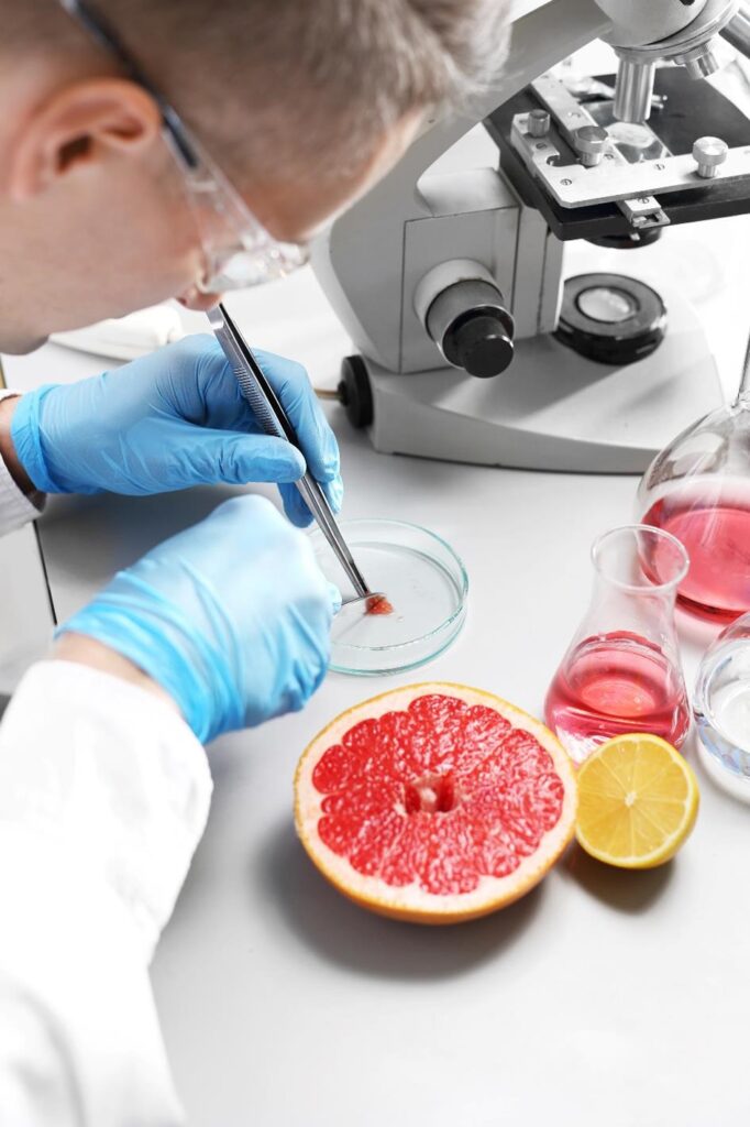 Laboratoriumtest op grapefruit.